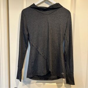 Splits59 Women's Grey Cowl Neck Pullover Petal Hem Hoodie - Medium